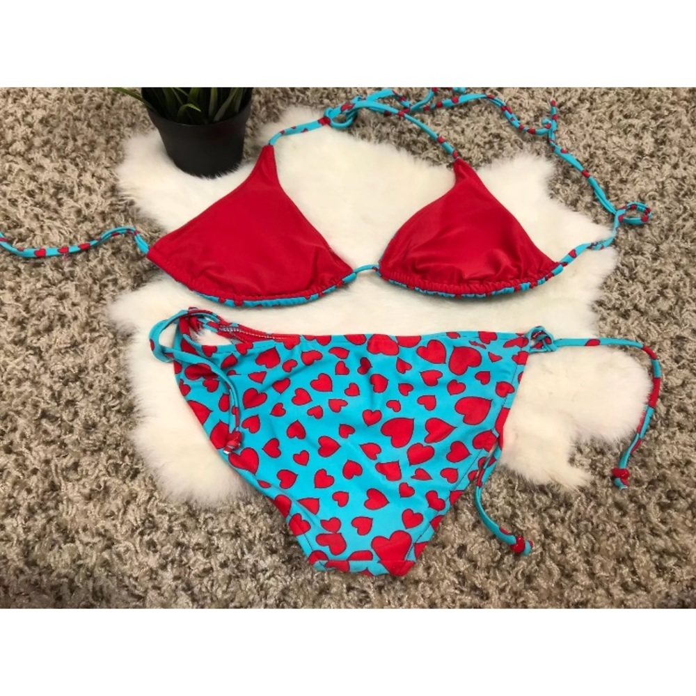 Bathing Suit 2 Pieces Tied Sides Halter Sz S - Picture 3 of 5